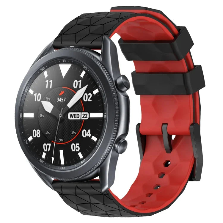Pulseira de Relógio em Silicone Bicolor com Padrão de Futebol de 22mm, para Samsung Galaxy Watch3 45mm, para Samsung Galaxy Watch 46mm, para Samsung Gear S3 Classic, para Samsung Gear S3 Frontier