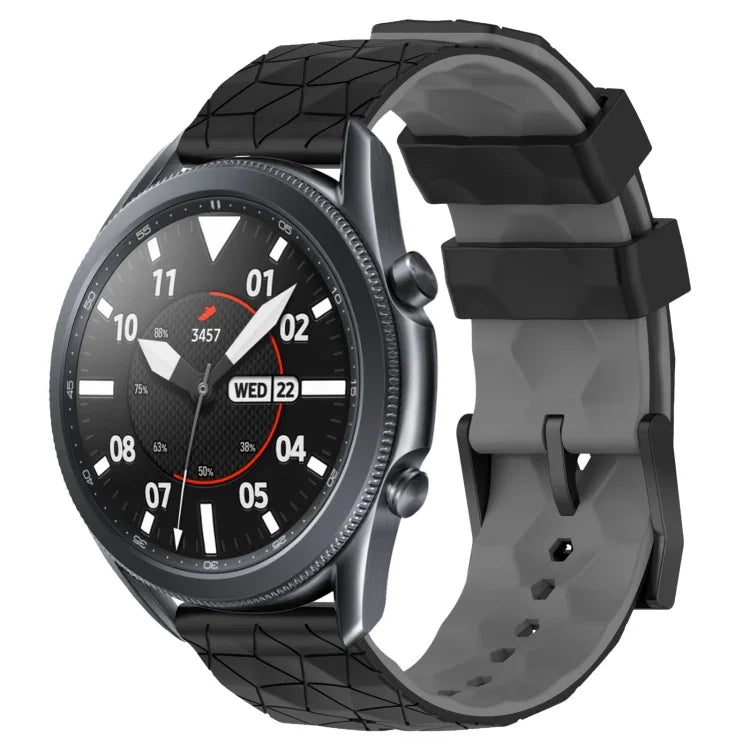 Pulseira de Relógio em Silicone Bicolor com Padrão de Futebol de 22mm, para Samsung Galaxy Watch3 45mm, para Samsung Galaxy Watch 46mm, para Samsung Gear S3 Classic, para Samsung Gear S3 Frontier