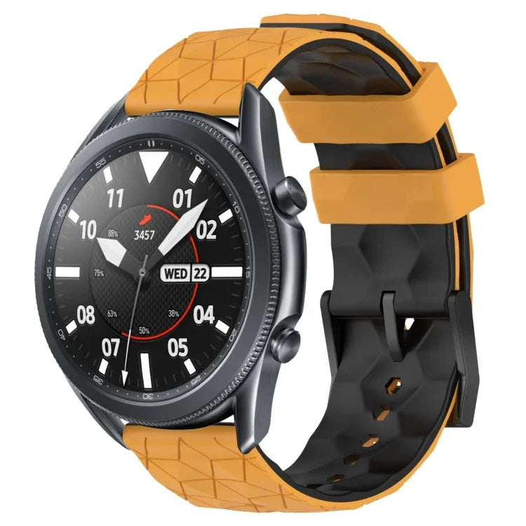 Pulseira de Relógio em Silicone Bicolor com Padrão de Futebol de 22mm, para Samsung Galaxy Watch3 45mm, para Samsung Galaxy Watch 46mm, para Samsung Gear S3 Classic, para Samsung Gear S3 Frontier