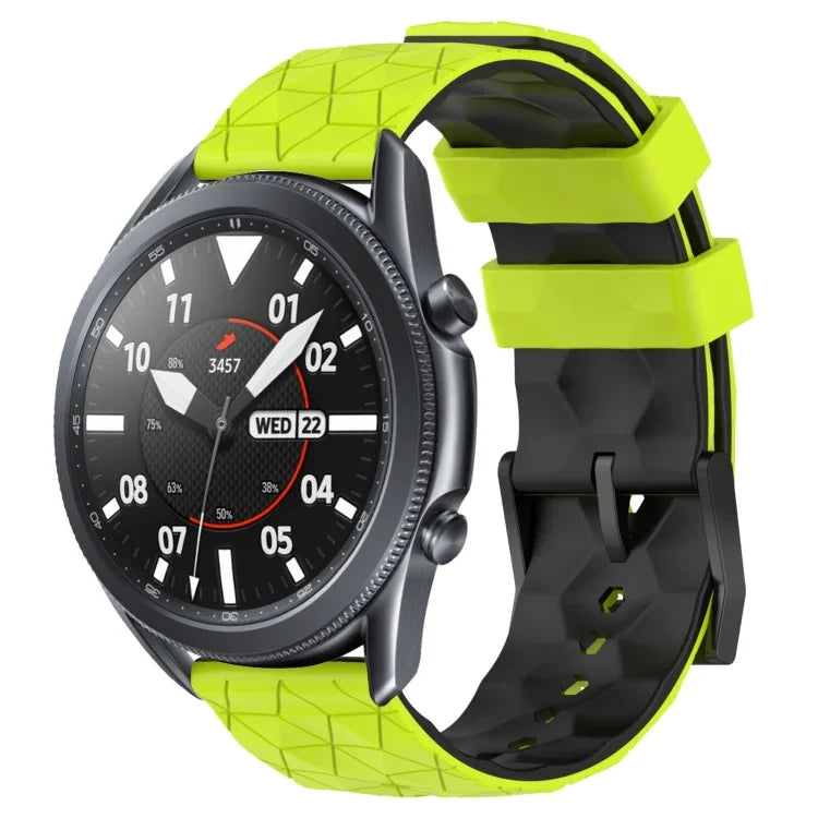 Pulseira de Relógio em Silicone Bicolor com Padrão de Futebol de 22mm, para Samsung Galaxy Watch3 45mm, para Samsung Galaxy Watch 46mm, para Samsung Gear S3 Classic, para Samsung Gear S3 Frontier