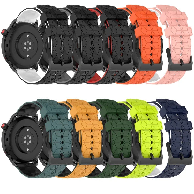 Pulseira de Relógio em Silicone Bicolor com Padrão de Futebol de 22mm, para Samsung Galaxy Watch3 45mm, para Samsung Galaxy Watch 46mm, para Samsung Gear S3 Classic, para Samsung Gear S3 Frontier