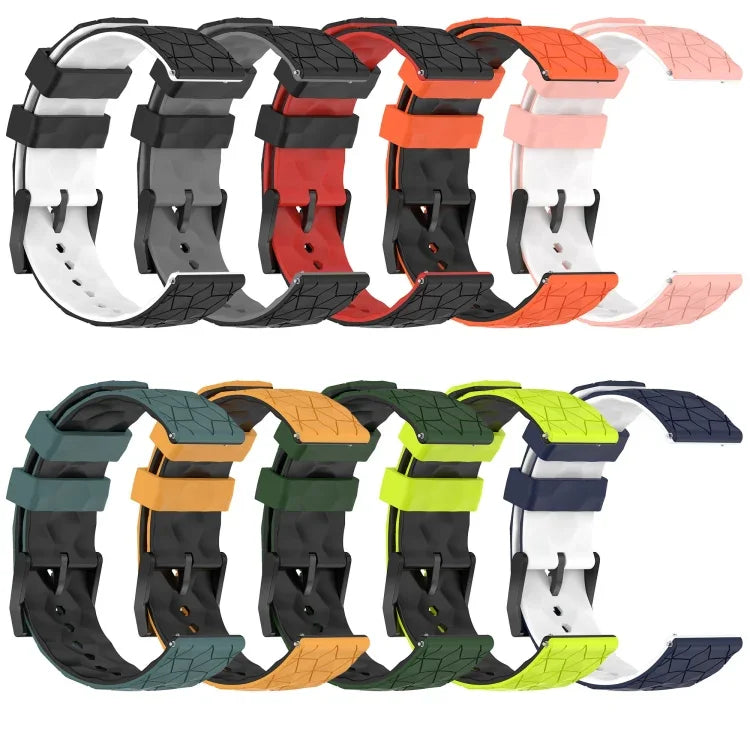 Pulseira de Relógio em Silicone Bicolor com Padrão de Futebol de 22mm, para Samsung Galaxy Watch3 45mm, para Samsung Galaxy Watch 46mm, para Samsung Gear S3 Classic, para Samsung Gear S3 Frontier