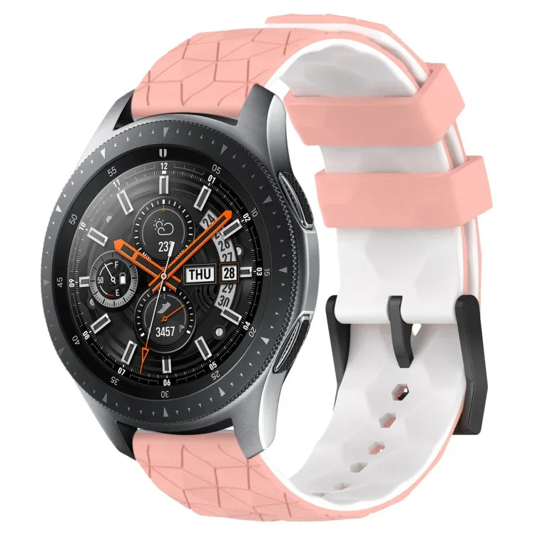 Pulseira de Relógio em Silicone Bicolor com Padrão de Futebol de 22mm, para Samsung Galaxy Watch3 45mm, para Samsung Galaxy Watch 46mm, para Samsung Gear S3 Classic, para Samsung Gear S3 Frontier