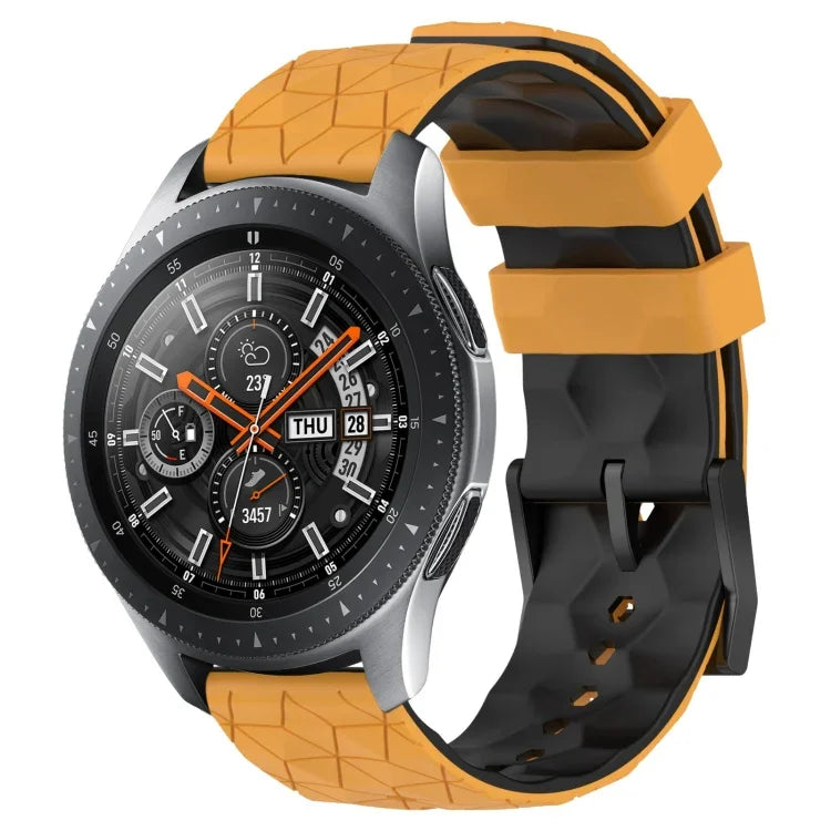 Pulseira de Relógio em Silicone Bicolor com Padrão de Futebol de 22mm, para Samsung Galaxy Watch3 45mm, para Samsung Galaxy Watch 46mm, para Samsung Gear S3 Classic, para Samsung Gear S3 Frontier