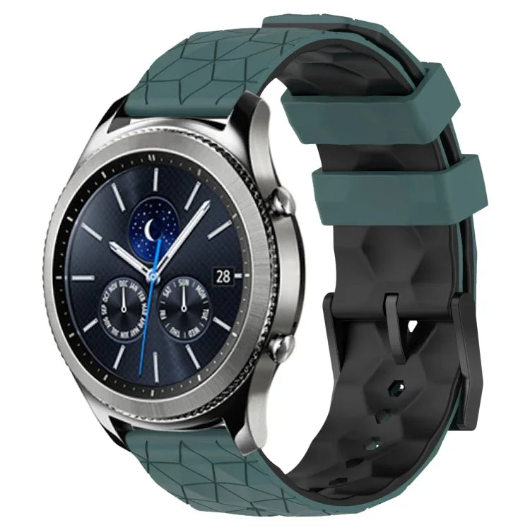 Pulseira de Relógio em Silicone Bicolor com Padrão de Futebol de 22mm, para Samsung Galaxy Watch3 45mm, para Samsung Galaxy Watch 46mm, para Samsung Gear S3 Classic, para Samsung Gear S3 Frontier