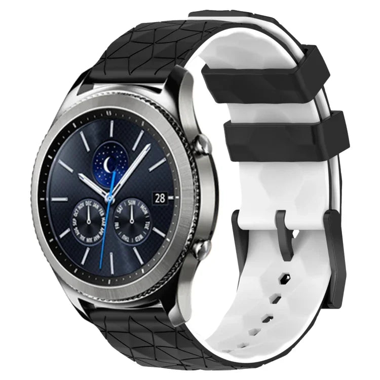 Pulseira de Relógio em Silicone Bicolor com Padrão de Futebol de 22mm, para Samsung Galaxy Watch3 45mm, para Samsung Galaxy Watch 46mm, para Samsung Gear S3 Classic, para Samsung Gear S3 Frontier