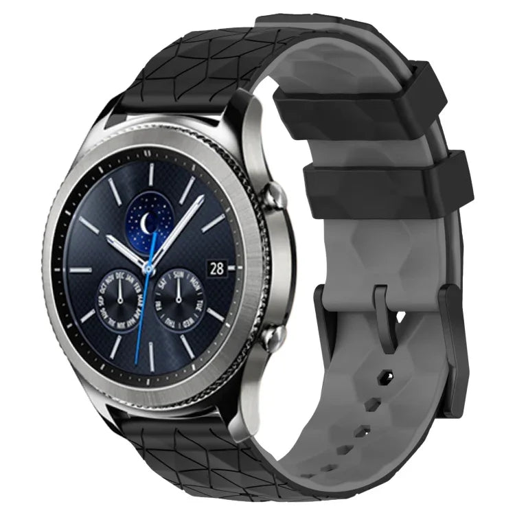 Pulseira de Relógio em Silicone Bicolor com Padrão de Futebol de 22mm, para Samsung Galaxy Watch3 45mm, para Samsung Galaxy Watch 46mm, para Samsung Gear S3 Classic, para Samsung Gear S3 Frontier
