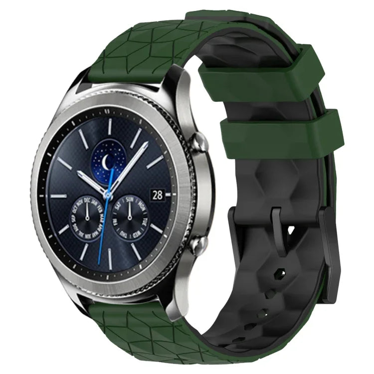 Pulseira de Relógio em Silicone Bicolor com Padrão de Futebol de 22mm, para Samsung Galaxy Watch3 45mm, para Samsung Galaxy Watch 46mm, para Samsung Gear S3 Classic, para Samsung Gear S3 Frontier