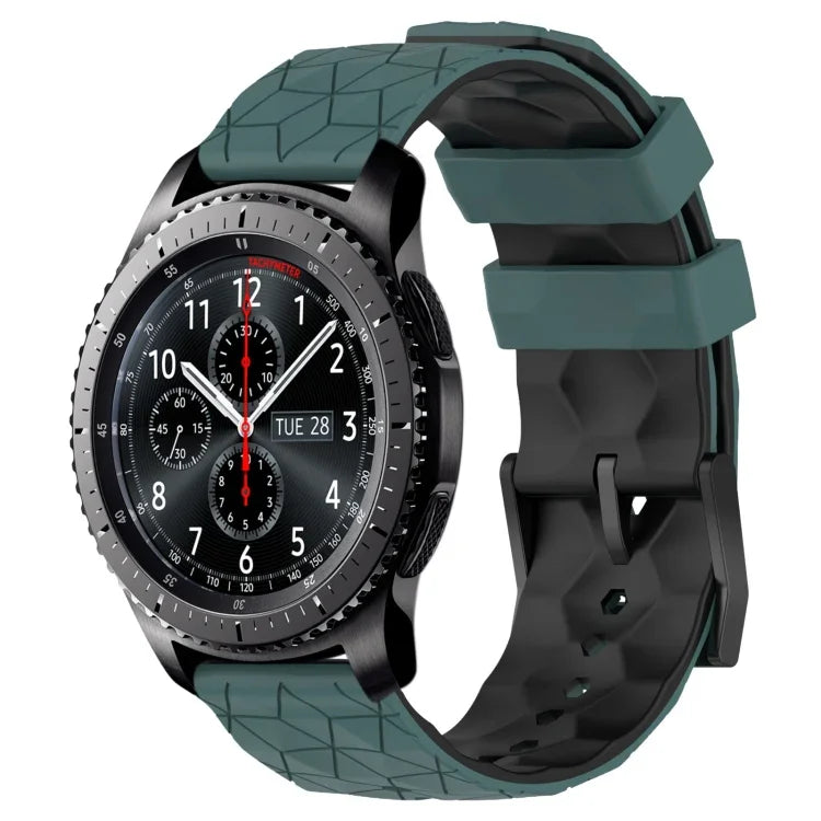 Pulseira de Relógio em Silicone Bicolor com Padrão de Futebol de 22mm, para Samsung Galaxy Watch3 45mm, para Samsung Galaxy Watch 46mm, para Samsung Gear S3 Classic, para Samsung Gear S3 Frontier