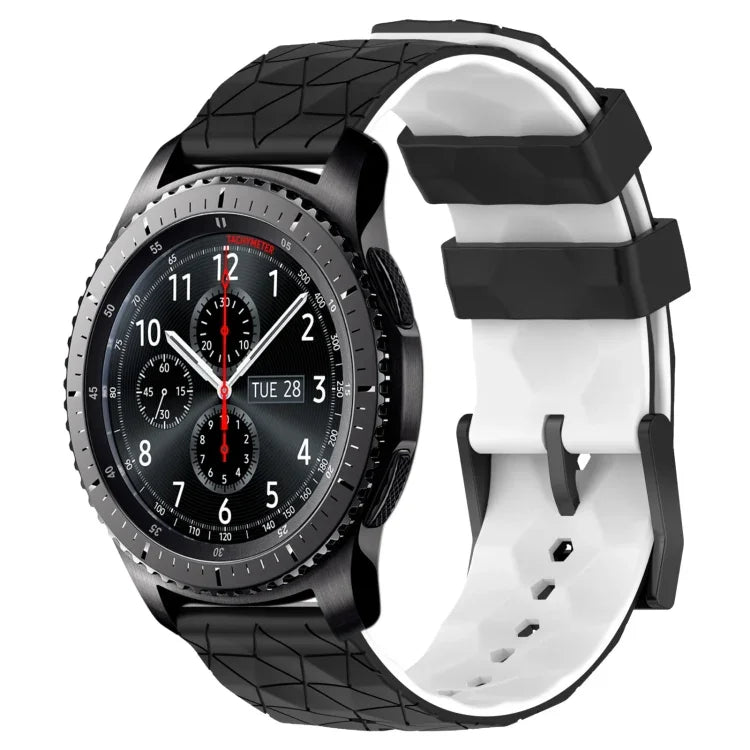 Pulseira de Relógio em Silicone Bicolor com Padrão de Futebol de 22mm, para Samsung Galaxy Watch3 45mm, para Samsung Galaxy Watch 46mm, para Samsung Gear S3 Classic, para Samsung Gear S3 Frontier