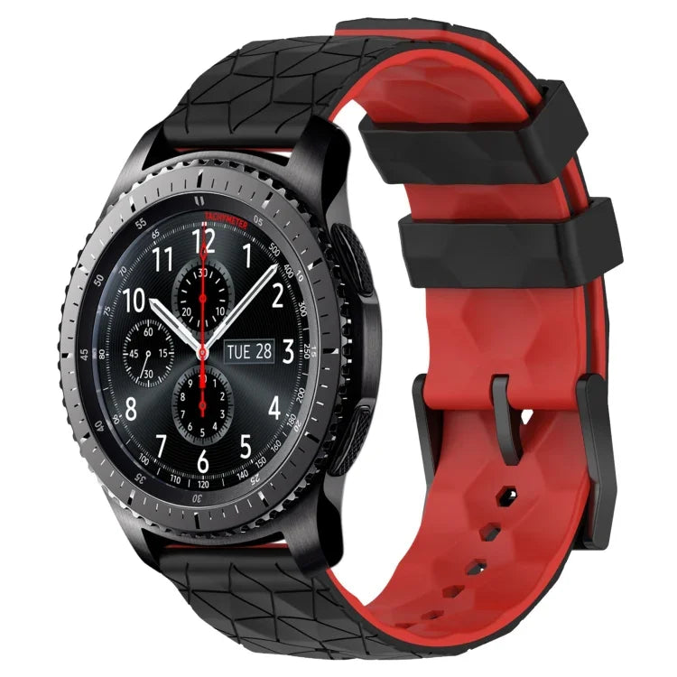 Pulseira de Relógio em Silicone Bicolor com Padrão de Futebol de 22mm, para Samsung Galaxy Watch3 45mm, para Samsung Galaxy Watch 46mm, para Samsung Gear S3 Classic, para Samsung Gear S3 Frontier