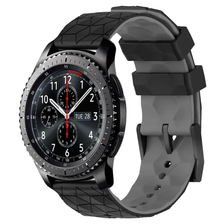 Pulseira de Relógio em Silicone Bicolor com Padrão de Futebol de 22mm, para Samsung Galaxy Watch3 45mm, para Samsung Galaxy Watch 46mm, para Samsung Gear S3 Classic, para Samsung Gear S3 Frontier