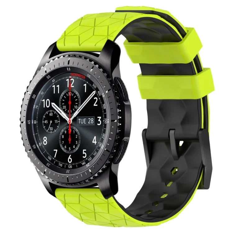 Pulseira de Relógio em Silicone Bicolor com Padrão de Futebol de 22mm, para Samsung Galaxy Watch3 45mm, para Samsung Galaxy Watch 46mm, para Samsung Gear S3 Classic, para Samsung Gear S3 Frontier