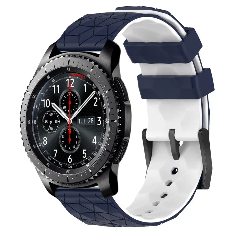 Pulseira de Relógio em Silicone Bicolor com Padrão de Futebol de 22mm, para Samsung Galaxy Watch3 45mm, para Samsung Galaxy Watch 46mm, para Samsung Gear S3 Classic, para Samsung Gear S3 Frontier