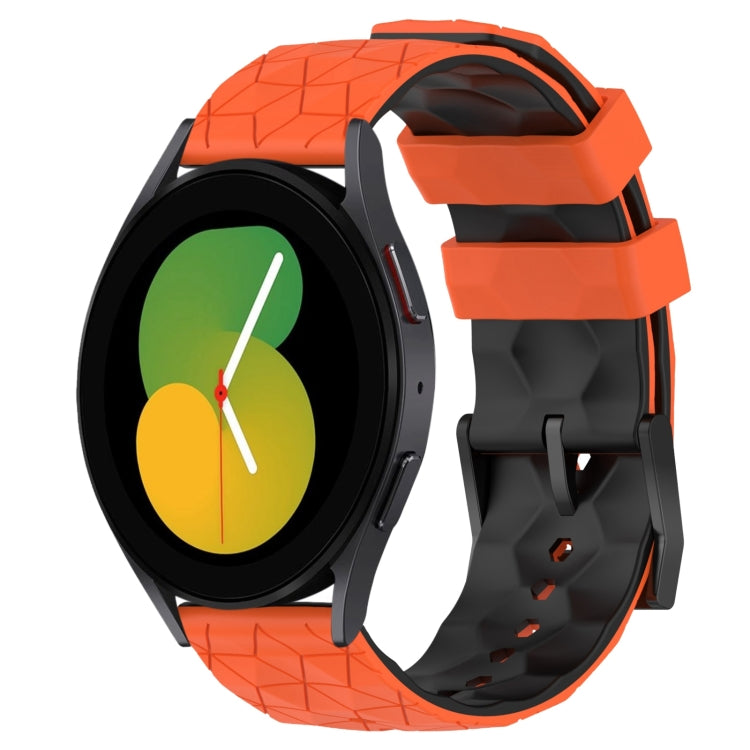 20mm Football Pattern Two-Color Silicone Watch Band, For Samsung Galaxy Watch 5 44mm, For Samsung Galaxy Watch 5 40mm, For Samsung Galaxy Watch 5 Pro 45mm, For Samsung Galaxy Watch 4 44mm