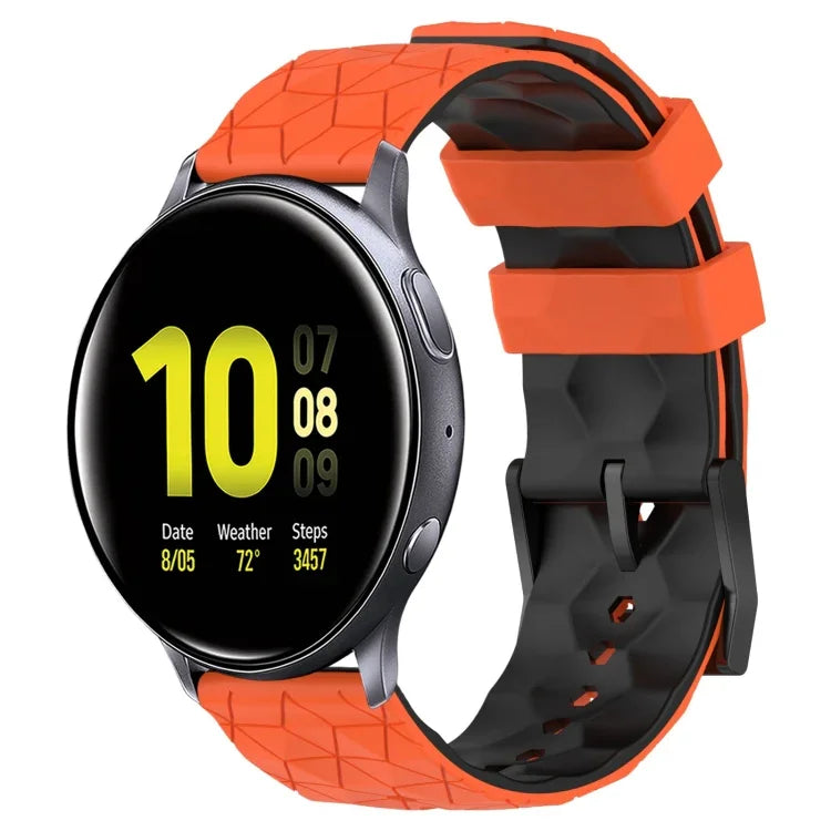 Pulseira de silicone bicolor com padrão de futebol 20mm, Para Samsung Galaxy Watch Active 2 44mm, Para Samsung Galaxy Watch 42mm