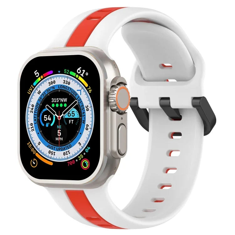 Correia de Relógio em Silicone com Fivela de Laço Bicolor, Para Apple Watch Ultra 49mm, Para Apple Watch Series 8&7 45mm, Para Apple Watch Series 8&7 41mm