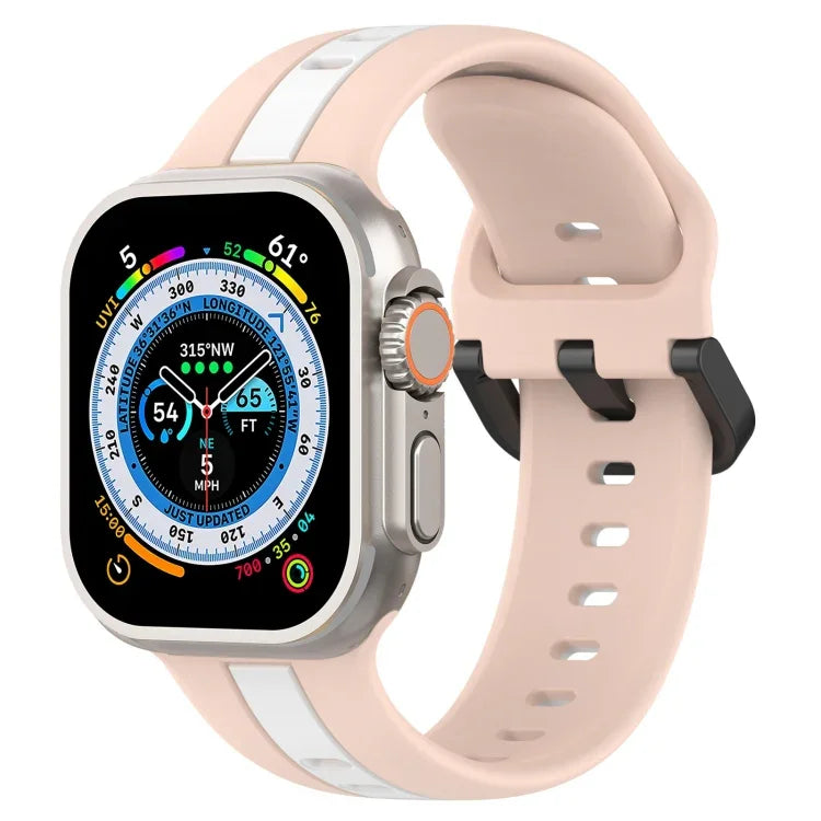 Correia de Relógio em Silicone com Fivela de Laço Bicolor, Para Apple Watch Ultra 49mm, Para Apple Watch Series 8&7 45mm, Para Apple Watch Series 8&7 41mm