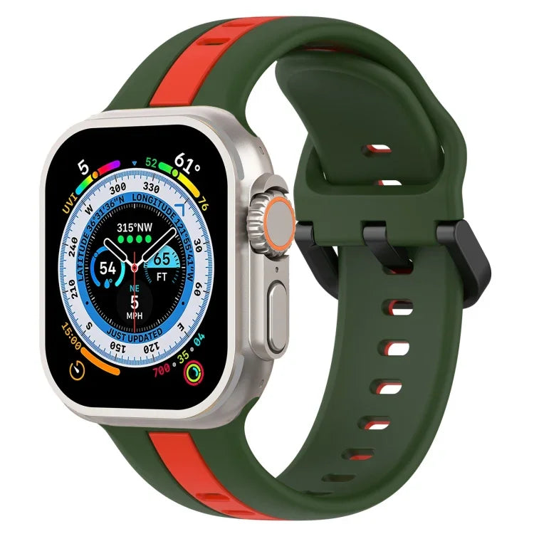 Correia de Relógio em Silicone com Fivela de Laço Bicolor, Para Apple Watch Ultra 49mm, Para Apple Watch Series 8&7 45mm, Para Apple Watch Series 8&7 41mm