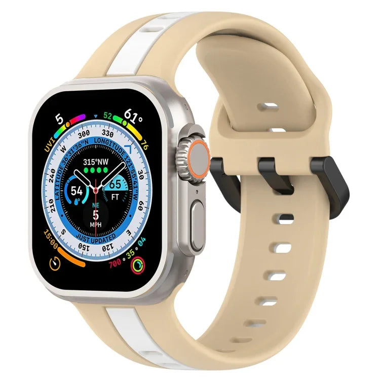 Correia de Relógio em Silicone com Fivela de Laço Bicolor, Para Apple Watch Ultra 49mm, Para Apple Watch Series 8&7 45mm, Para Apple Watch Series 8&7 41mm