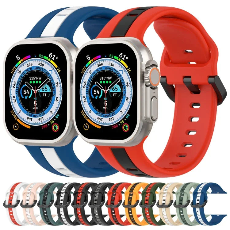 Correia de Relógio em Silicone com Fivela de Laço Bicolor, Para Apple Watch Ultra 49mm, Para Apple Watch Series 8&7 45mm, Para Apple Watch Series 8&7 41mm