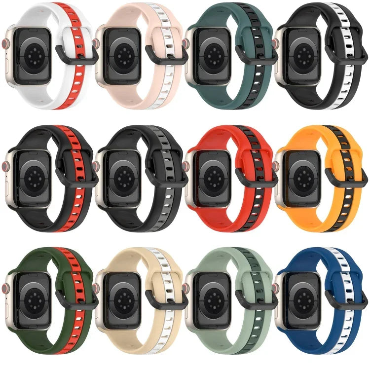 Correia de Relógio em Silicone com Fivela de Laço Bicolor, Para Apple Watch Ultra 49mm, Para Apple Watch Series 8&7 45mm, Para Apple Watch Series 8&7 41mm