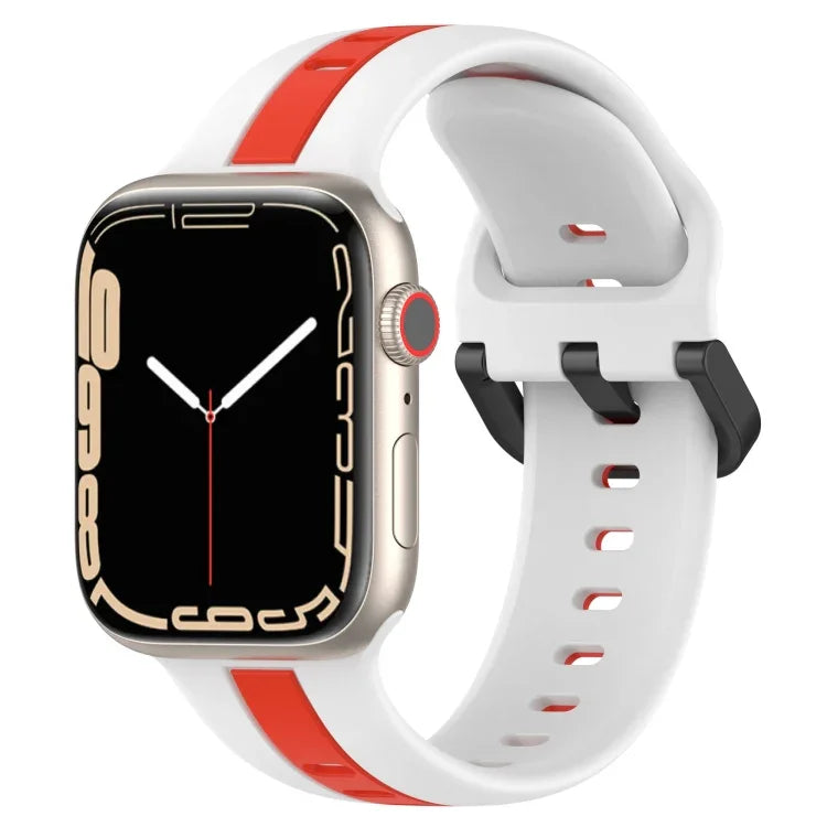 Correia de Relógio em Silicone com Fivela de Laço Bicolor, Para Apple Watch Ultra 49mm, Para Apple Watch Series 8&7 45mm, Para Apple Watch Series 8&7 41mm