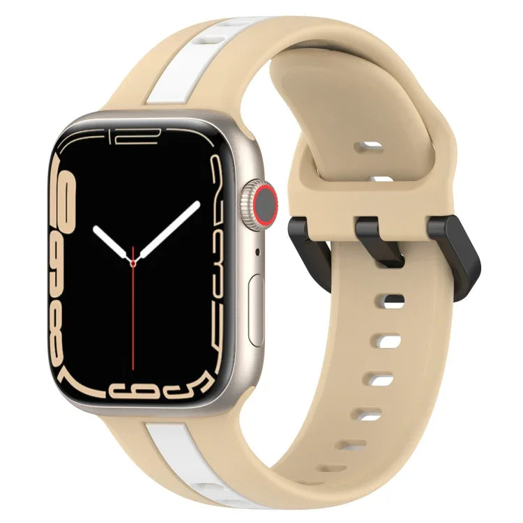 Correia de Relógio em Silicone com Fivela de Laço Bicolor, Para Apple Watch Ultra 49mm, Para Apple Watch Series 8&7 45mm, Para Apple Watch Series 8&7 41mm