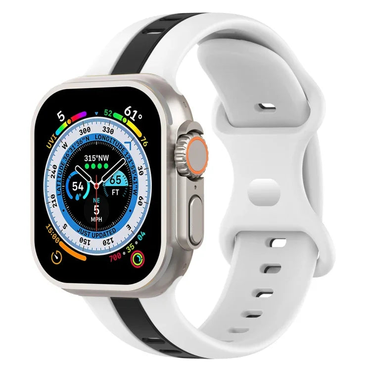 Correia de Relógio em Silicone Bicolor com Fivela Borboleta, Para Apple Watch Ultra 49mm, Para Apple Watch Series 8&7 45mm, Para Apple Watch Series 8&7 41mm