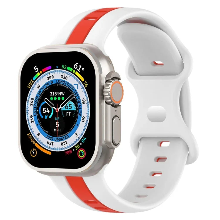 Correia de Relógio em Silicone Bicolor com Fivela Borboleta, Para Apple Watch Ultra 49mm, Para Apple Watch Series 8&7 45mm, Para Apple Watch Series 8&7 41mm