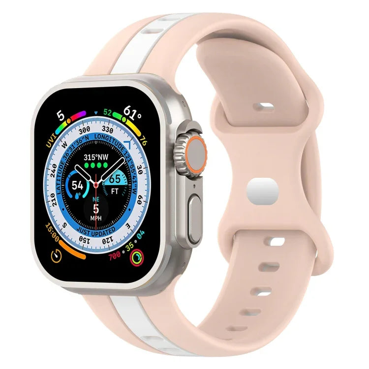 Correia de Relógio em Silicone Bicolor com Fivela Borboleta, Para Apple Watch Ultra 49mm, Para Apple Watch Series 8&7 45mm, Para Apple Watch Series 8&7 41mm
