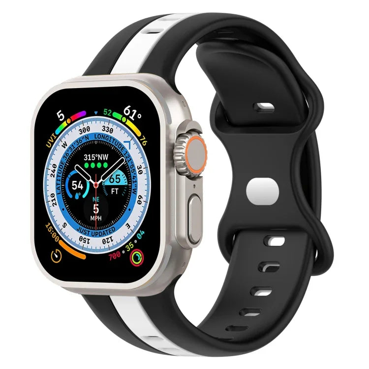 Correia de Relógio em Silicone Bicolor com Fivela Borboleta, Para Apple Watch Ultra 49mm, Para Apple Watch Series 8&7 45mm, Para Apple Watch Series 8&7 41mm