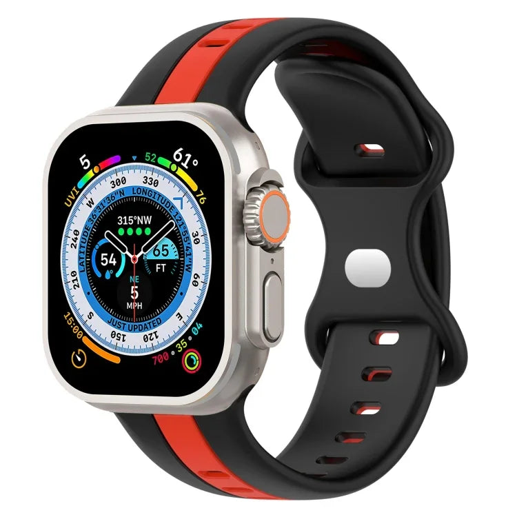Correia de Relógio em Silicone Bicolor com Fivela Borboleta, Para Apple Watch Ultra 49mm, Para Apple Watch Series 8&7 45mm, Para Apple Watch Series 8&7 41mm