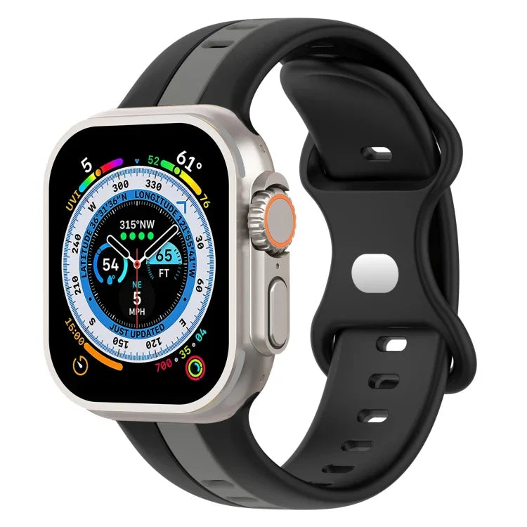 Correia de Relógio em Silicone Bicolor com Fivela Borboleta, Para Apple Watch Ultra 49mm, Para Apple Watch Series 8&7 45mm, Para Apple Watch Series 8&7 41mm