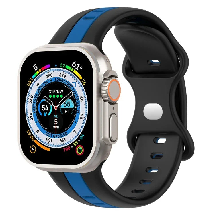 Correia de Relógio em Silicone Bicolor com Fivela Borboleta, Para Apple Watch Ultra 49mm, Para Apple Watch Series 8&7 45mm, Para Apple Watch Series 8&7 41mm