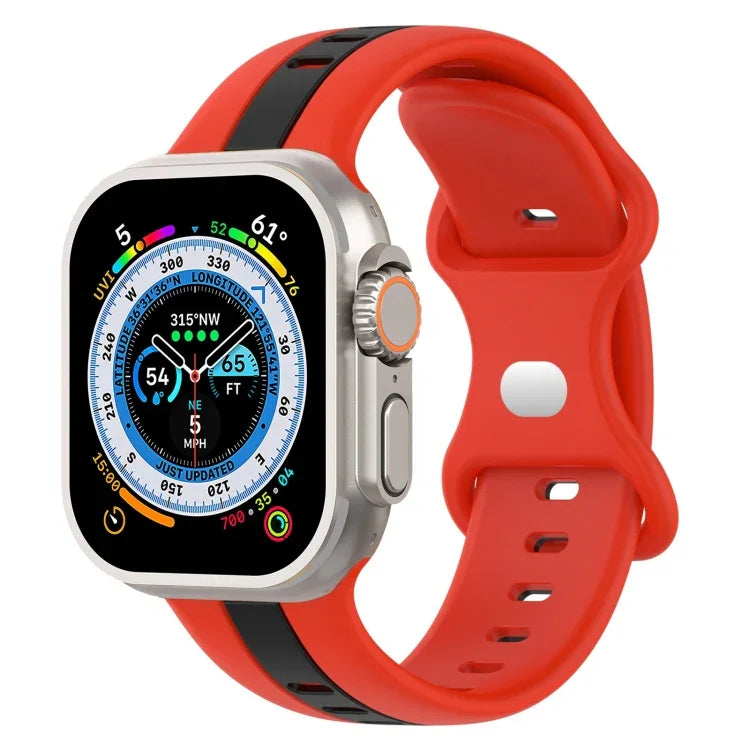 Correia de Relógio em Silicone Bicolor com Fivela Borboleta, Para Apple Watch Ultra 49mm, Para Apple Watch Series 8&7 45mm, Para Apple Watch Series 8&7 41mm