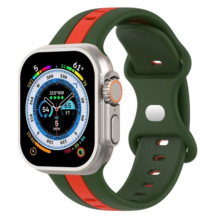 Correia de Relógio em Silicone Bicolor com Fivela Borboleta, Para Apple Watch Ultra 49mm, Para Apple Watch Series 8&7 45mm, Para Apple Watch Series 8&7 41mm