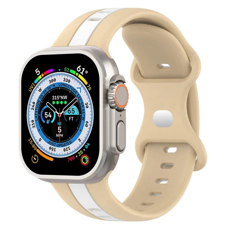 Correia de Relógio em Silicone Bicolor com Fivela Borboleta, Para Apple Watch Ultra 49mm, Para Apple Watch Series 8&7 45mm, Para Apple Watch Series 8&7 41mm