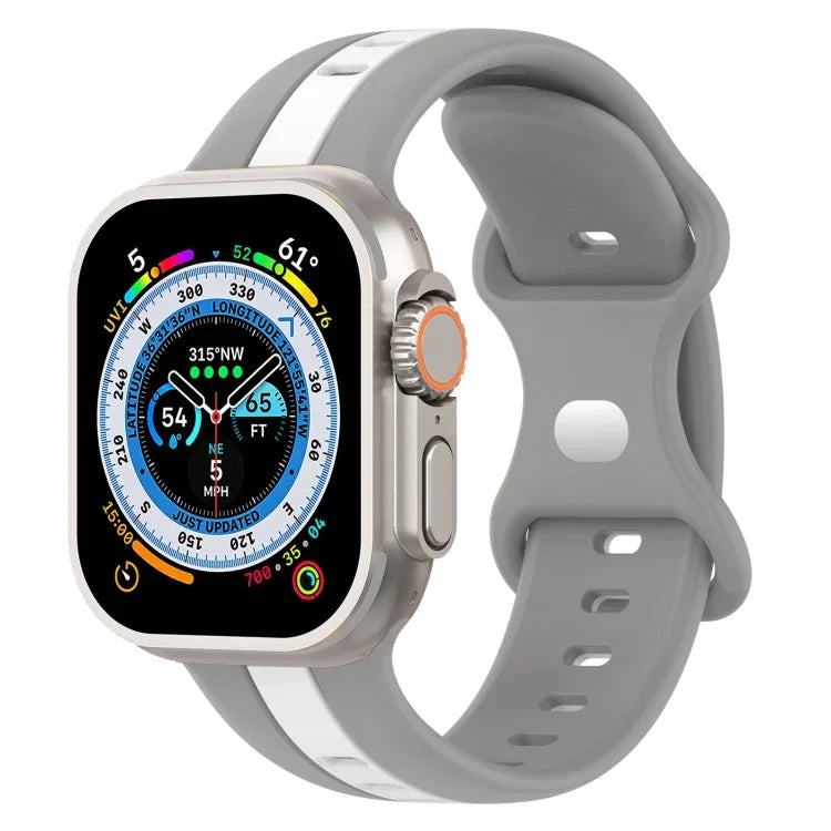 Correia de Relógio em Silicone Bicolor com Fivela Borboleta, Para Apple Watch Ultra 49mm, Para Apple Watch Series 8&7 45mm, Para Apple Watch Series 8&7 41mm