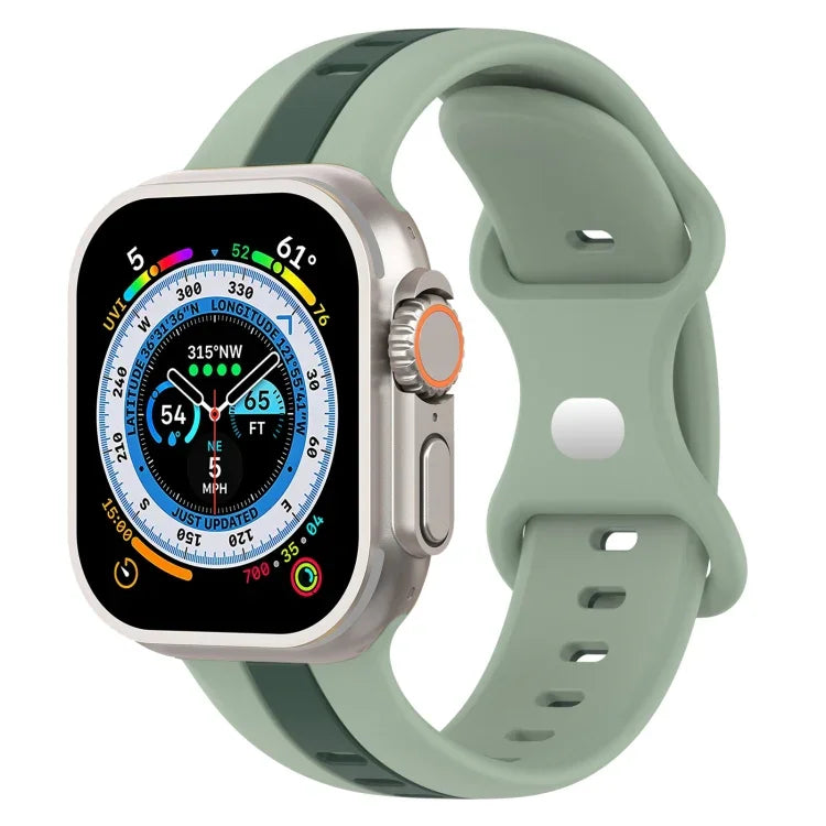 Correia de Relógio em Silicone Bicolor com Fivela Borboleta, Para Apple Watch Ultra 49mm, Para Apple Watch Series 8&7 45mm, Para Apple Watch Series 8&7 41mm