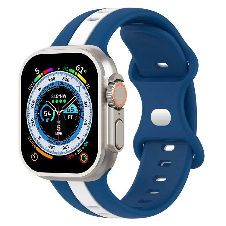 Correia de Relógio em Silicone Bicolor com Fivela Borboleta, Para Apple Watch Ultra 49mm, Para Apple Watch Series 8&7 45mm, Para Apple Watch Series 8&7 41mm
