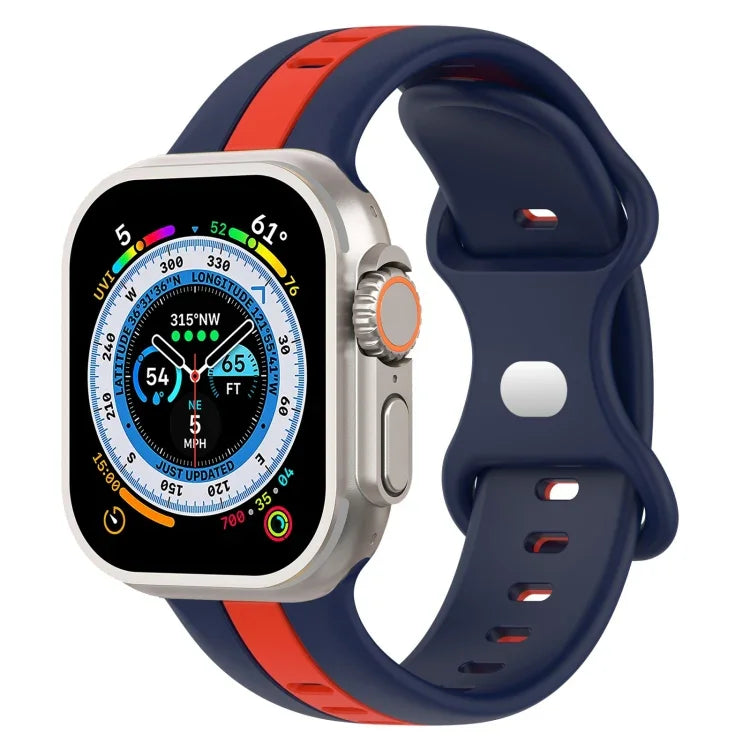 Correia de Relógio em Silicone Bicolor com Fivela Borboleta, Para Apple Watch Ultra 49mm, Para Apple Watch Series 8&7 45mm, Para Apple Watch Series 8&7 41mm