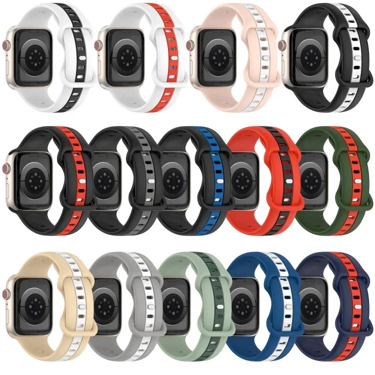 Correia de Relógio em Silicone Bicolor com Fivela Borboleta, Para Apple Watch Ultra 49mm, Para Apple Watch Series 8&7 45mm, Para Apple Watch Series 8&7 41mm
