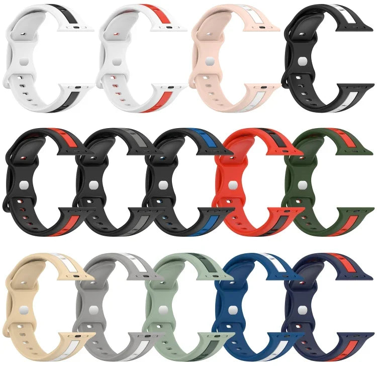Correia de Relógio em Silicone Bicolor com Fivela Borboleta, Para Apple Watch Ultra 49mm, Para Apple Watch Series 8&7 45mm, Para Apple Watch Series 8&7 41mm