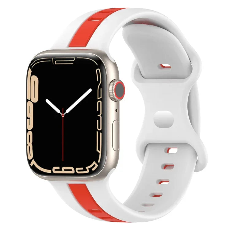 Correia de Relógio em Silicone Bicolor com Fivela Borboleta, Para Apple Watch Ultra 49mm, Para Apple Watch Series 8&7 45mm, Para Apple Watch Series 8&7 41mm