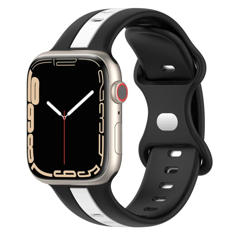 Correia de Relógio em Silicone Bicolor com Fivela Borboleta, Para Apple Watch Ultra 49mm, Para Apple Watch Series 8&7 45mm, Para Apple Watch Series 8&7 41mm