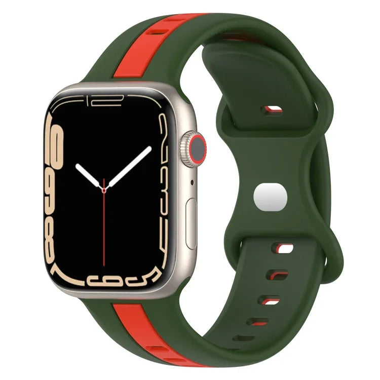 Correia de Relógio em Silicone Bicolor com Fivela Borboleta, Para Apple Watch Ultra 49mm, Para Apple Watch Series 8&7 45mm, Para Apple Watch Series 8&7 41mm