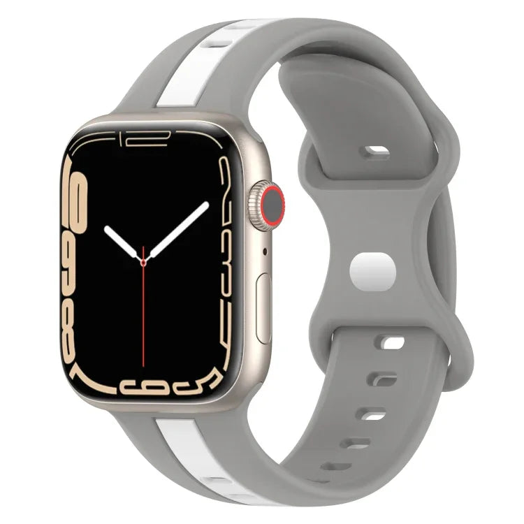 Correia de Relógio em Silicone Bicolor com Fivela Borboleta, Para Apple Watch Ultra 49mm, Para Apple Watch Series 8&7 45mm, Para Apple Watch Series 8&7 41mm