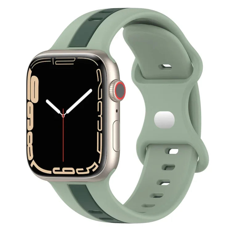 Correia de Relógio em Silicone Bicolor com Fivela Borboleta, Para Apple Watch Ultra 49mm, Para Apple Watch Series 8&7 45mm, Para Apple Watch Series 8&7 41mm
