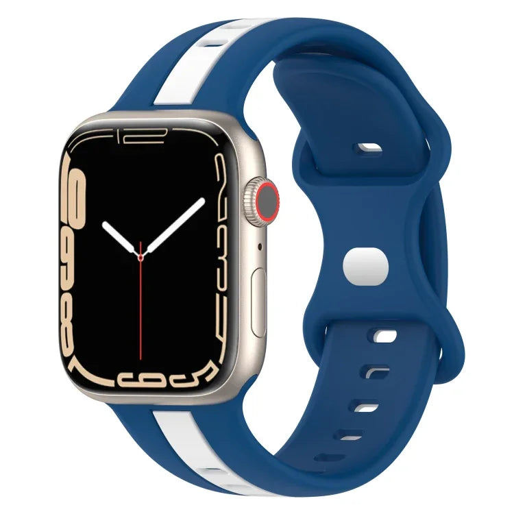 Correia de Relógio em Silicone Bicolor com Fivela Borboleta, Para Apple Watch Ultra 49mm, Para Apple Watch Series 8&7 45mm, Para Apple Watch Series 8&7 41mm